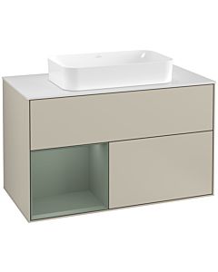 Villeroy und Boch Finion Villeroy und Boch Finion F241GMHH 100x60.3cm, cover plate white matt, shelf left Olive Matt Lacquer , Sand Matt Lacquer