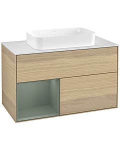 Villeroy und Boch Finion Villeroy und Boch Finion F241GMPC 100x60.3cm, cover plate white matt, shelf on the left Olive Matt Lacquer , Oak Veneer