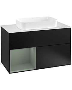 Villeroy und Boch Finion Villeroy und Boch Finion F241GMPD 100x60.3cm, cover plate white matt, shelf left Olive Matt Lacquer , black matt lacquer