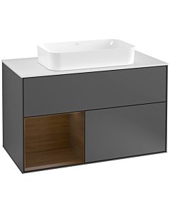 Villeroy und Boch Finion Villeroy und Boch Finion F241GNGK 100x60.3cm, cover plate white matt, shelf left walnut veneer, anthracite matt