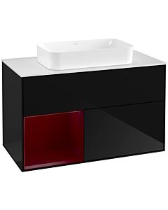Villeroy und Boch Finion Villeroy und Boch Finion F241HBPH 100x60.3cm, cover plate white matt, shelf left Peony , Glossy Black Lacquer