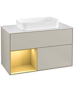 Villeroy und Boch Finion Villeroy und Boch Finion F241HFHH 100x60.3cm, cover plate white matt, shelf left gold matt, Sand Matt Lacquer