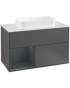 Villeroy und Boch Finion Villeroy und Boch Finion F241HGGK 100x60.3cm, cover plate white matt, shelf left Midnight Blue Matt Lacquer , anthracite matt