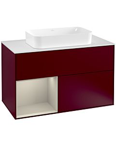 Villeroy und Boch Finion Villeroy und Boch Finion F241HHHB 100x60.3cm, cover plate white matt, shelf on the left Sand Matt Lacquer , Peony Matt