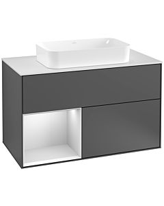 Villeroy und Boch Finion Villeroy und Boch Finion F241MTGK 100x60.3cm, cover plate white matt, shelf left white matt lacquer, anthracite matt