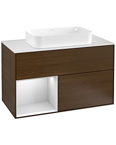 Villeroy und Boch Finion Villeroy und Boch Finion F241MTGN 100x60.3cm, cover plate white matt, shelf left white matt lacquer, walnut veneer