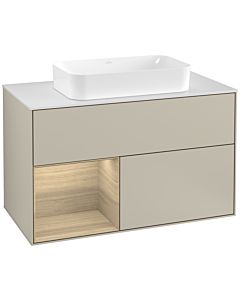 Villeroy und Boch Finion Villeroy und Boch Finion F241PCHH 100x60.3cm, cover plate white matt, shelf left Oak Veneer , Sand Matt Lacquer