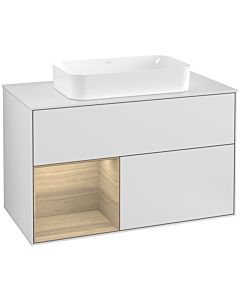 Villeroy und Boch Finion Villeroy und Boch F241PCMT 100x60,3cm, plaque de finition blanc mat, étagère à gauche Oak Veneer , laqué blanc mat