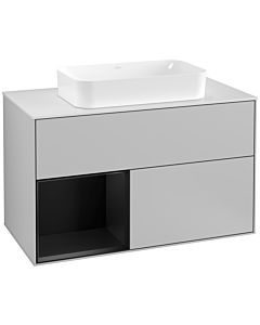 Villeroy und Boch Finion Villeroy und Boch Finion F241PDGJ 100x60.3cm, cover plate white matt, shelf left black matt lacquer, light gray matt
