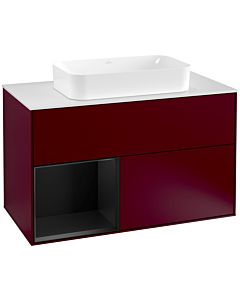 Villeroy und Boch Finion Villeroy und Boch Finion F241PDHB 100x60.3cm, cover plate white matt, shelf left black matt lacquer, Peony Matt