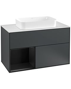 Villeroy und Boch Finion Villeroy und Boch Finion F241PDHG 100x60.3cm, cover plate white matt, shelf left black matt lacquer, midnight Blue Matt Lacquer