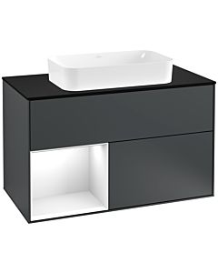 Villeroy und Boch Finion Villeroy und Boch Finion F242GFHG 100x60.3cm, cover plate black matt, shelf on the left Glossy white lacquer, Midnight Blue Matt Lacquer