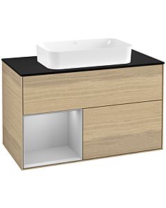 Villeroy und Boch Finion Villeroy und Boch Finion F242GJPC 100x60.3cm, cover plate black matt, shelf left light gray matt, Oak Veneer