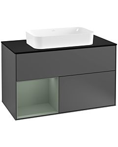Villeroy und Boch Finion Villeroy und Boch Finion F242GMGK 100x60.3cm, cover plate black matt, shelf left Olive Matt Lacquer , anthracite matt