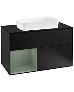 Villeroy und Boch Finion Villeroy und Boch Finion F242GMPD 100x60.3cm, cover plate black matt, shelf left Olive Matt Lacquer , black matt lacquer