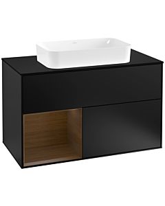 Villeroy und Boch Finion Villeroy und Boch Finion F242GNPD 100x60.3cm, cover plate black matt, shelf left walnut veneer, black matt lacquer