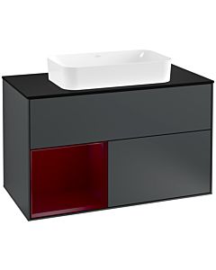 Villeroy und Boch Finion Villeroy und Boch Finion F242HBHG 100x60.3cm, cover plate black matt, shelf left Peony , midnight Blue Matt Lacquer