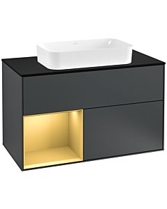 Villeroy und Boch Finion Villeroy und Boch Finion F242HFHG 100x60.3cm, cover plate black matt, shelf left gold matt, midnight Blue Matt Lacquer