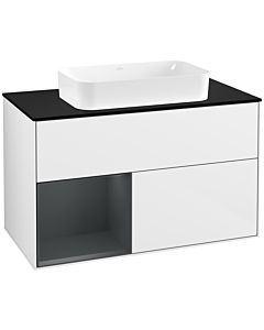 Villeroy und Boch Finion Villeroy und Boch Finion F242HGGF 100x60.3cm, cover plate black matt, shelf left Midnight Blue Matt Lacquer , glossy white lacquer