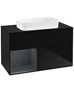 Villeroy und Boch Finion Villeroy und Boch Finion F242HGPH 100x60.3cm, cover plate black matt, shelf left Midnight Blue Matt Lacquer , Glossy Black Lacquer