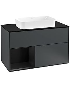 Villeroy und Boch Finion Villeroy und Boch Finion F242PDHG 100x60.3cm, cover plate black matt, shelf left black matt lacquer, midnight Blue Matt Lacquer