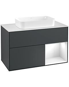 Villeroy und Boch Finion Villeroy und Boch Finion F251GFHG 100x60.3cm, cover plate white matt, shelf on the right Glossy white lacquer, midnight Blue Matt Lacquer