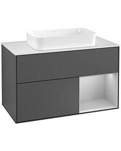 Villeroy und Boch Finion Villeroy und Boch Finion F251GJGK 100x60.3cm, cover plate white matt, shelf on the right light gray matt, anthracite matt