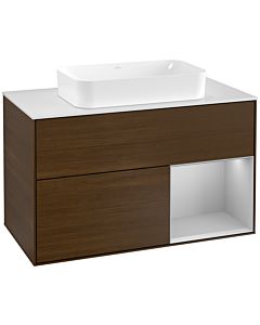 Villeroy und Boch Finion Villeroy und Boch Finion F251GJGN 100x60.3cm, cover plate white matt, shelf on the right light gray matt, walnut veneer