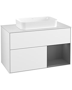 Villeroy und Boch Finion Villeroy und Boch Finion F251GKGF 100x60.3cm, cover plate white matt, shelf on the right anthracite matt, glossy white lacquer