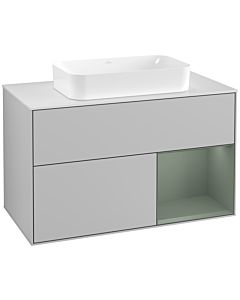Villeroy und Boch Finion Villeroy und Boch Finion F251GMGJ 100x60.3cm, cover plate white matt, shelf on the right Olive Matt Lacquer , light gray matt