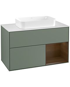 Villeroy und Boch Finion Villeroy und Boch Finion F251GNGM 100x60.3cm, cover plate white matt, shelf on the right Olive Matt Lacquer veneer, Olive Matt Lacquer