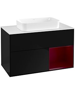 Villeroy und Boch Finion Villeroy und Boch Finion F251HBPH 100x60.3cm, cover plate white matt, shelf on the right Peony , Glossy Black Lacquer