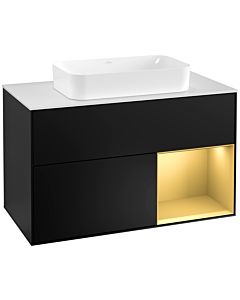 Villeroy und Boch Finion Villeroy und Boch Finion F251HFPD 100x60.3cm, cover plate white matt, shelf on the right gold matt, black matt lacquer