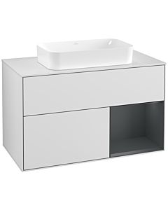 Villeroy und Boch Finion Waschtischunterschrank F251HGMT 100x60,3cm, Abdeckplatte white matt, Regal rechts Midnight Blue Matt Lacquer, White matt lacquer