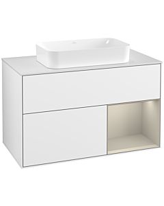 Villeroy und Boch Finion Villeroy und Boch Finion F251HHGF 100x60.3cm, cover plate white matt, shelf on the right Sand matt, glossy white lacquer