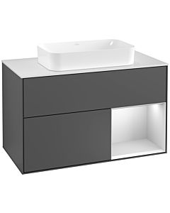 Villeroy und Boch Finion Villeroy und Boch Finion F251MTGK 100x60.3cm, cover plate white matt, shelf on the right white matt lacquer, anthracite matt