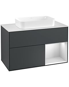 Villeroy und Boch Finion Villeroy und Boch Finion F251MTHG 100x60.3cm, cover plate white matt, shelf on the right white matt lacquer, midnight Blue Matt Lacquer