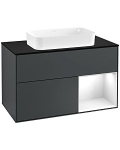 Villeroy und Boch Finion Villeroy und Boch Finion F252GFHG 100x60.3cm, cover plate black matt, shelf on the right Glossy white lacquer, midnight Blue Matt Lacquer