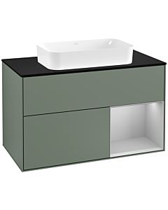 Villeroy und Boch Finion Villeroy und Boch Finion F252GJGM 100x60.3cm, cover plate black matt, shelf on the right light gray matt, Olive Matt Lacquer