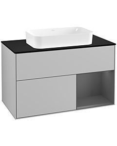 Villeroy und Boch Finion Villeroy und Boch Finion F252GKGJ 100x60.3cm, cover plate black matt, shelf on the right anthracite matt, light gray matt
