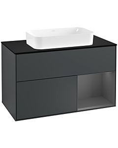 Villeroy und Boch Finion Villeroy und Boch Finion F252GKHG 100x60.3cm, cover plate black matt, shelf on the right anthracite matt, midnight Blue Matt Lacquer