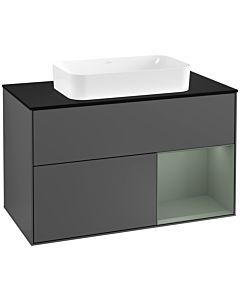 Villeroy und Boch Finion Villeroy und Boch Finion F252GMGK 100x60.3cm, cover plate black matt, shelf on the right Olive Matt Lacquer , anthracite matt