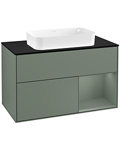Villeroy und Boch Finion Villeroy und Boch Finion F252GMGM 100x60.3cm, cover plate black matt, shelf on the right Olive Matt Lacquer , Olive Matt Lacquer