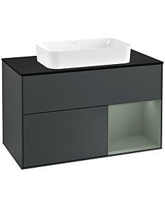 Villeroy und Boch Finion Villeroy und Boch Finion F252GMHG 100x60.3cm, cover plate black matt, shelf on the right Olive Matt Lacquer , midnight Blue Matt Lacquer