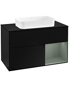 Villeroy und Boch Finion Villeroy und Boch Finion F252GMPH 100x60.3cm, cover plate black matt, shelf on the right Olive Matt Lacquer , Glossy Black Lacquer