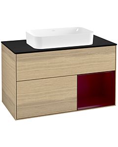 Villeroy und Boch Finion Villeroy und Boch Finion F252HBPC 100x60.3cm, cover plate black matt, shelf on the right Peony , Oak Veneer