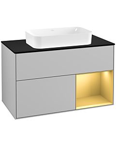 Villeroy und Boch Finion Villeroy und Boch Finion F252HFGJ 100x60.3cm, cover plate matt black, shelf on the right matt gold, matt light gray