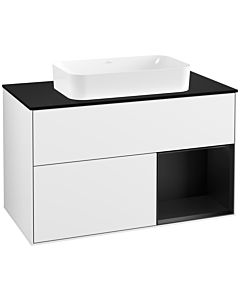 Villeroy und Boch Finion Villeroy und Boch Finion F252PDGF 100x60.3cm, cover plate black matt, shelf on the right black matt lacquer, glossy white lacquer