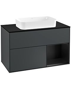 Villeroy und Boch Finion Villeroy und Boch Finion F252PDHG 100x60.3cm, cover plate black matt, shelf on the right black matt lacquer, midnight Blue Matt Lacquer