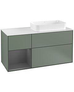 Villeroy und Boch Finion Villeroy und Boch Finion F271GKGM 120cm, cover plate white matt, shelf left anthracite matt, Olive Matt Lacquer